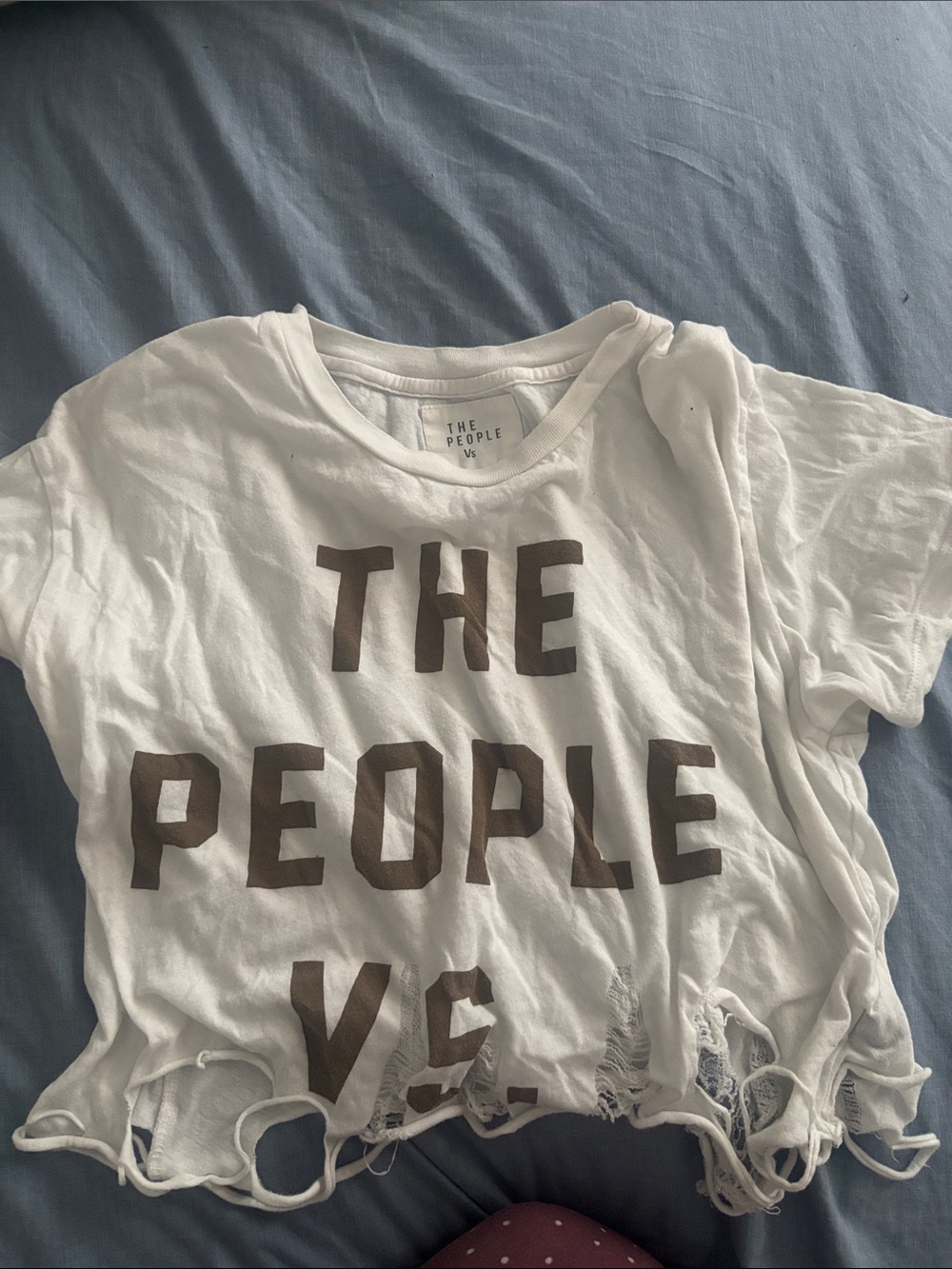 The People Vs. White Tee with Brown Block Lettering
